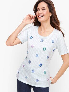 Talbots Embroidered Flip Flop Tee 1X